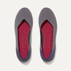 Rothy's Gray and Red Signature Round Toe Flats